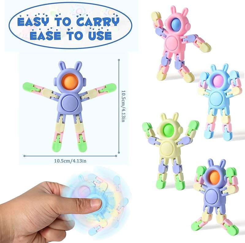 Transformable Fidget Spinners 24 Pcs Rabbit Toys for Kids Birthday Gifts Party Favors and Adults Stress Relief Sensory Toys for Boys and Girls Fingertip Gyros for ADHD Autism for Kids Gifts - Image 5