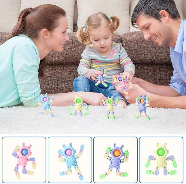 Transformable Fidget Spinners 24 Pcs Rabbit Toys for Kids Birthday Gifts Party Favors and Adults Stress Relief Sensory Toys for Boys and Girls Fingertip Gyros for ADHD Autism for Kids Gifts - Image 7