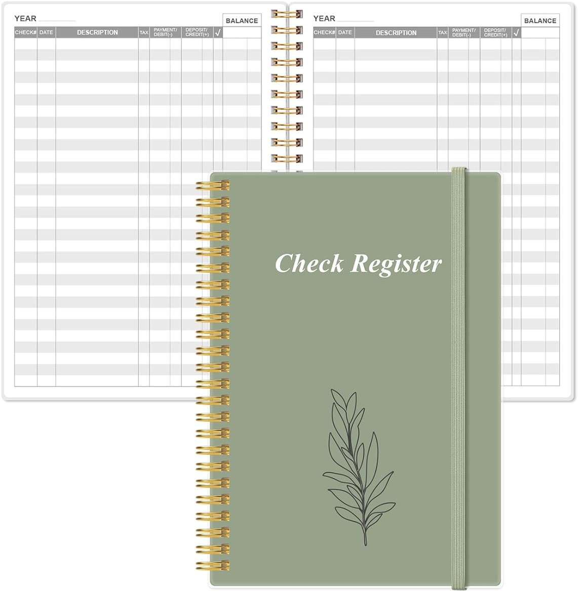 Check Register - A5 Checkbook Register for Personal Checkbook, Expense Ledger Book for Personal and Small Business, Green - Image 1