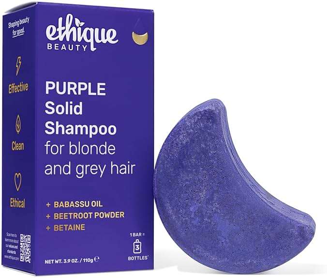 Ethique Purple Shampoo Bar for toning brassy hair - Plastic-Free, Cruelty-Free, Vegan, 3.88 oz - Formerly Tone It Down - Image 1