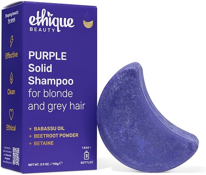 Ethique Purple Shampoo Bar for toning brassy hair - Plastic-Free, Cruelty-Free, Vegan, 3.88 oz - Formerly Tone It Down - Product Image