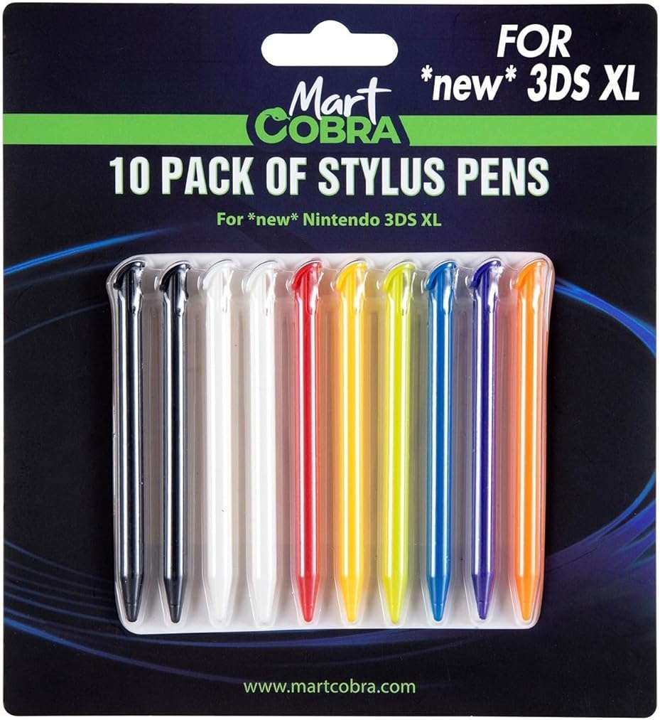 Mart Cobra New Nintendo 3DS XL Stylus 10 Pack - New 3DS XL Accessories - 10 Colorful Small Stylist Pencils - Compatible with Original New 3DS XL Games - Image 1