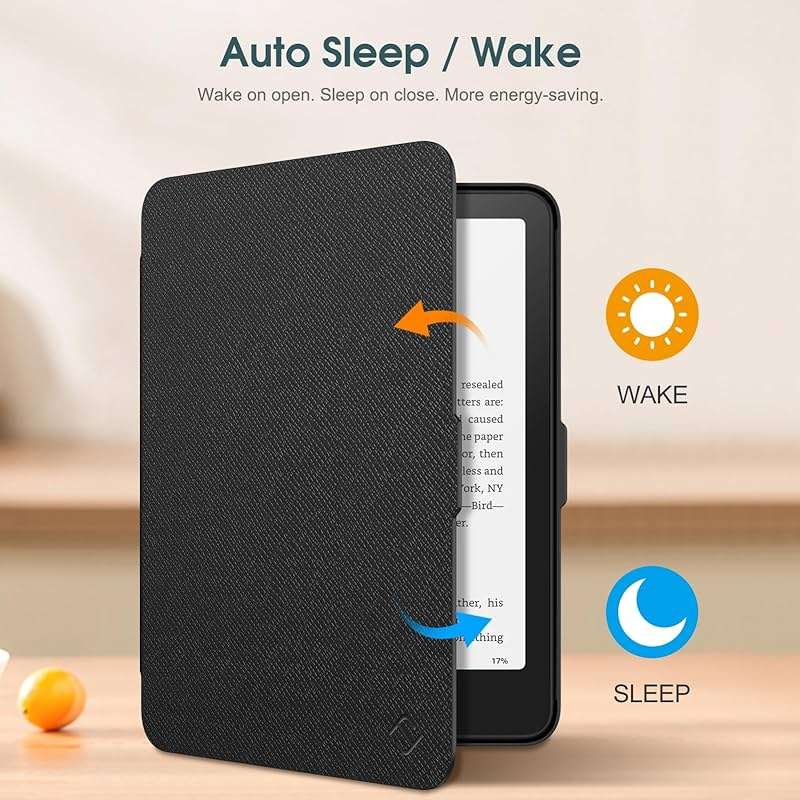 Fintie Case for 7" All-New Kindle Paperwhite (12th Generation, 2024) and Kindle Colorsoft - Slim Lightweight Shell PU Leather Protective Cover with Auto Sleep/Wake, Black - Image 3