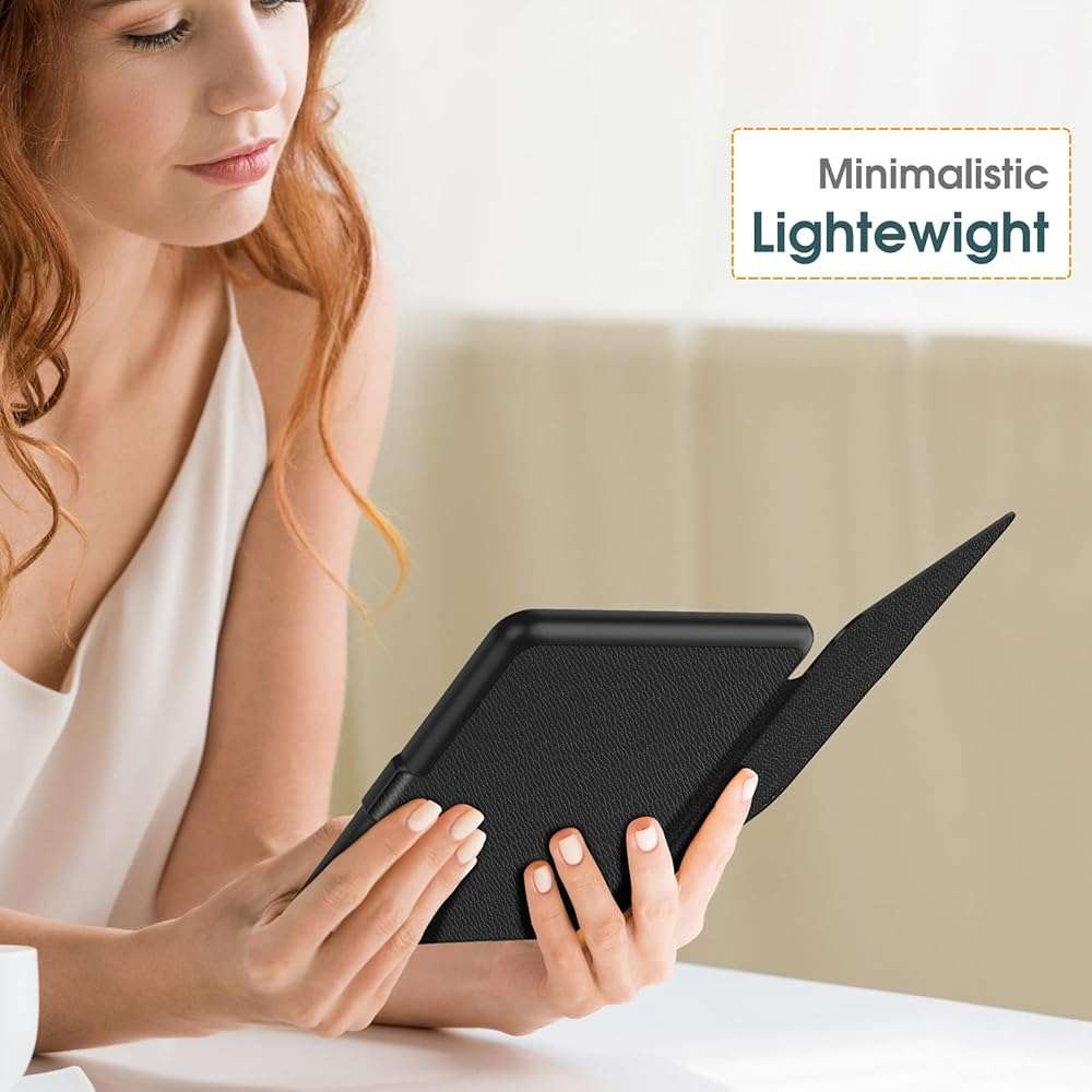 Fintie Case for 7" All-New Kindle Paperwhite (12th Generation, 2024) and Kindle Colorsoft - Slim Lightweight Shell PU Leather Protective Cover with Auto Sleep/Wake, Black - Image 5