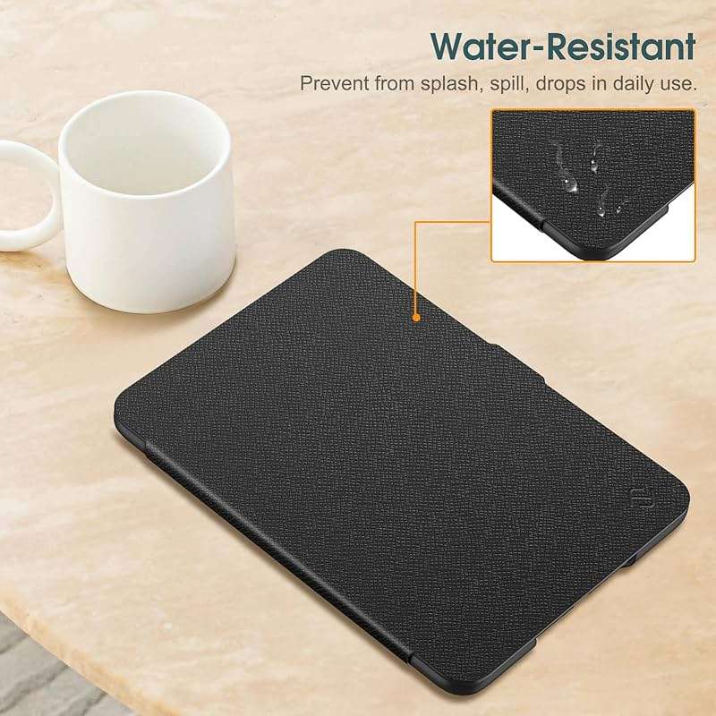 Fintie Case for 7" All-New Kindle Paperwhite (12th Generation, 2024) and Kindle Colorsoft - Slim Lightweight Shell PU Leather Protective Cover with Auto Sleep/Wake, Black - Image 7