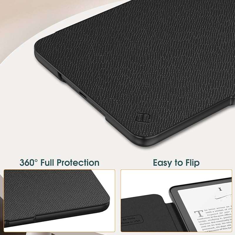 Fintie Case for 7" All-New Kindle Paperwhite (12th Generation, 2024) and Kindle Colorsoft - Slim Lightweight Shell PU Leather Protective Cover with Auto Sleep/Wake, Black - Image 8
