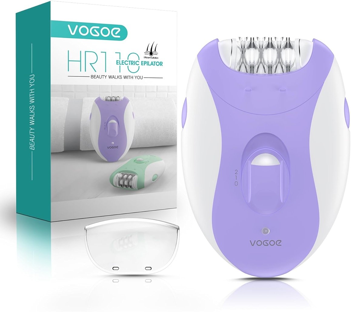 VOGOE Epilators Hair Removal for Women with 21 Tweezers & LED Light, 2 Speeds Cordless Epilator for Women, Electric Hair Removal Epilators Rechargeable for Arms & Legs HR110 (Purple) - Product Image