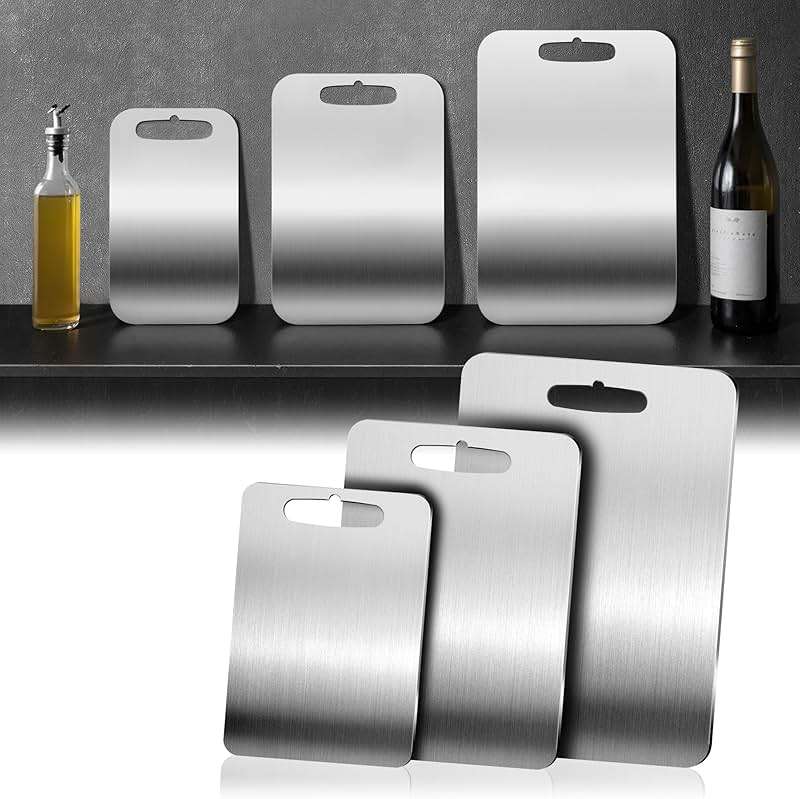 3 PCS 304 Stainless Steel Cutting Board For Kitchen, Meat Cutting Board, Edge Smoothing, Food Grade Stainless Steel, Easy To Clean, Kitchen Tool(S+M+L) - Image 1