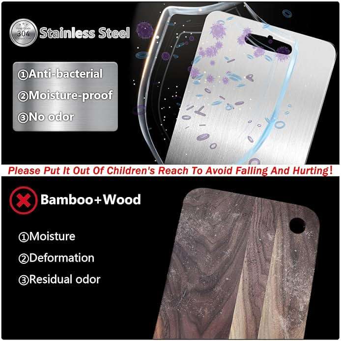 3 PCS 304 Stainless Steel Cutting Board For Kitchen, Meat Cutting Board, Edge Smoothing, Food Grade Stainless Steel, Easy To Clean, Kitchen Tool(S+M+L) - Image 5