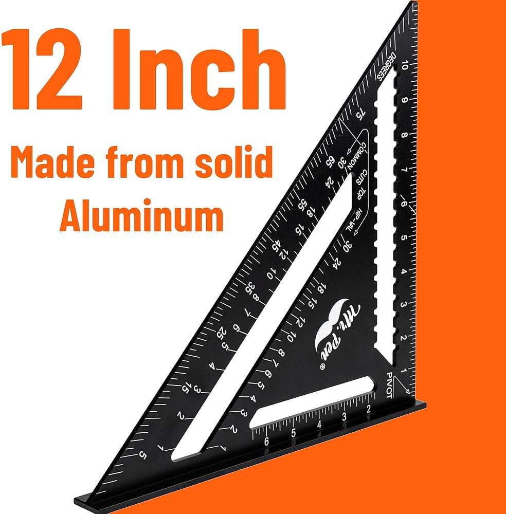 Mr. Pen- Rafter Square, 12 Inch, Black, Aluminum Alloy 12 Inch, Triangle Ruler for Roofing, Framing, Woodworking and Accurate Angle Layouts - Image 2