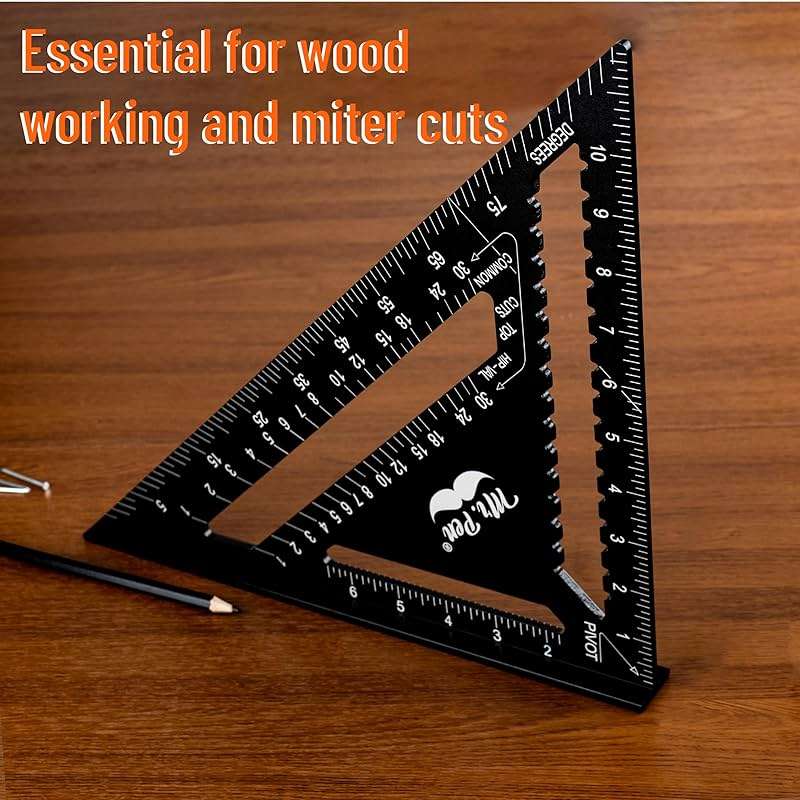 Mr. Pen- Rafter Square, 12 Inch, Black, Aluminum Alloy 12 Inch, Triangle Ruler for Roofing, Framing, Woodworking and Accurate Angle Layouts - Image 5