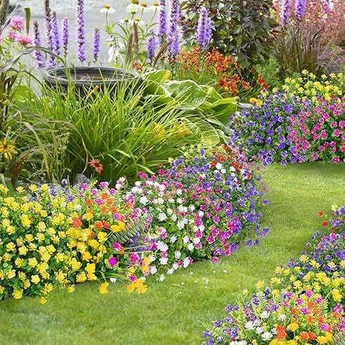 Bassion 20 Bundles Artificial Flowers for Outdoors Decoration UV Resistant Faux Flowers Fake Plastic Plants Shrubs for Indoor Outside Garden Porch Hanging Planter Window Box Home Decor - Image 5