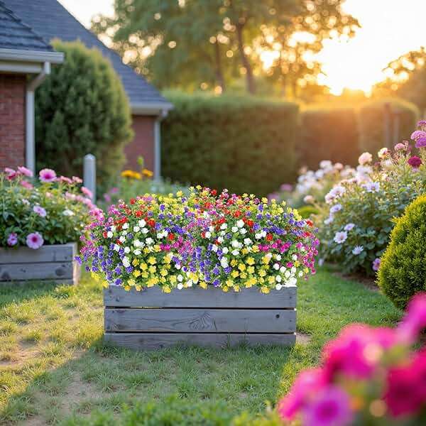 Bassion 20 Bundles Artificial Flowers for Outdoors Decoration UV Resistant Faux Flowers Fake Plastic Plants Shrubs for Indoor Outside Garden Porch Hanging Planter Window Box Home Decor - Image 7