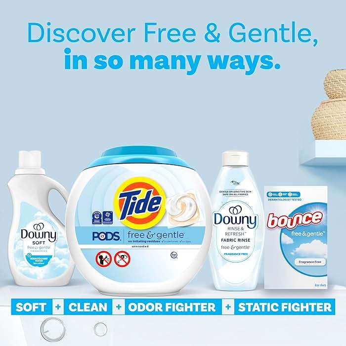 Tide PODS Free & Gentle Laundry Detergent Soap Pacs, 102 Count, Tide PODS Laundry Detergent, Laundry Detergent Pacs, Laundry PODS Detergent - Image 8