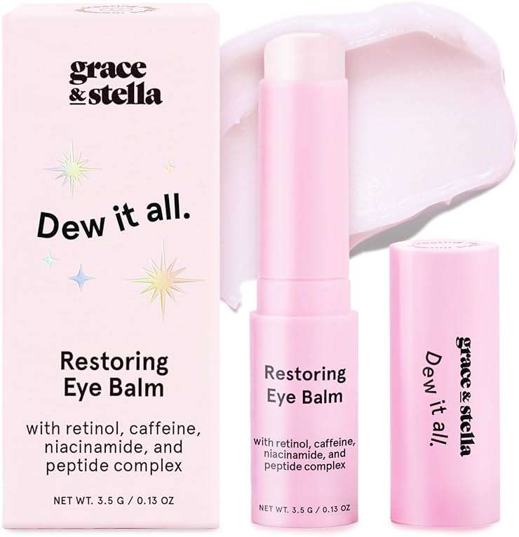 grace & stella Under Eye Brightener Balm Stick - Travel Size Toiletries - Retinol & Caffeine Eye Cream for Dark Circles, Puffiness, Wrinkles - Restore and Hydrate - Vegan Skincare (0.13oz / 3.5g) - Image 1