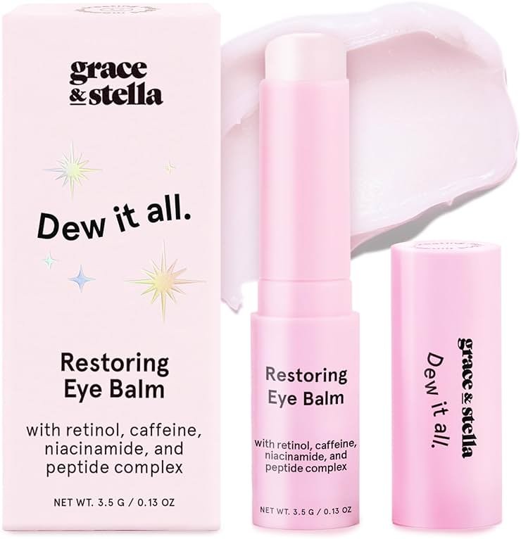 grace & stella Under Eye Brightener Balm Stick - Travel Size Toiletries - Retinol & Caffeine Eye Cream for Dark Circles, Puffiness, Wrinkles - Restore and Hydrate - Vegan Skincare (0.13oz / 3.5g) - Product Image