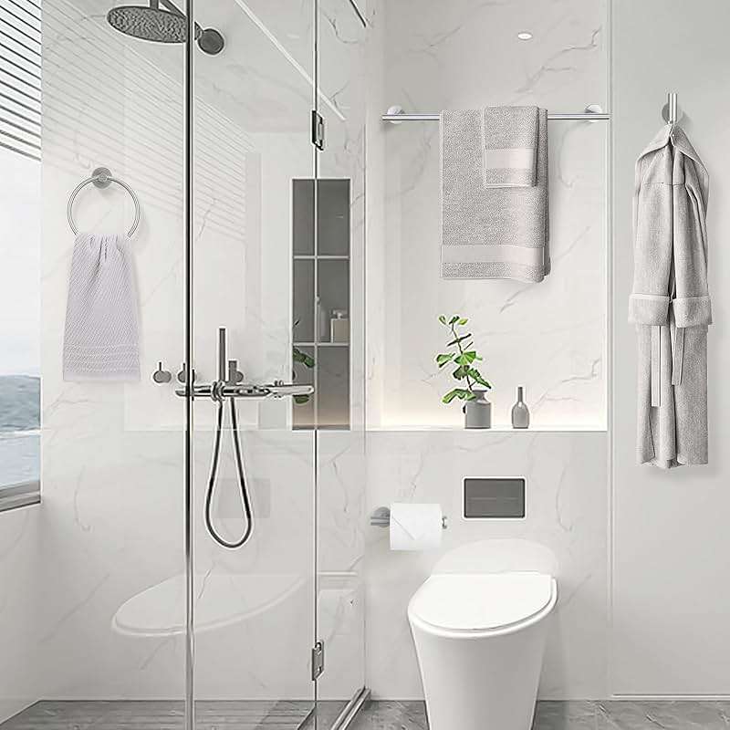 YACVCL 10 Pieces Brushed Nickel Bathroom Hardware Accessories Set, 27.5 Inch Towel Bar Set SUS304 Stainless Steel Towel Holder Set for Bathroom,Wall Mounted Towel Rack Set - Image 2