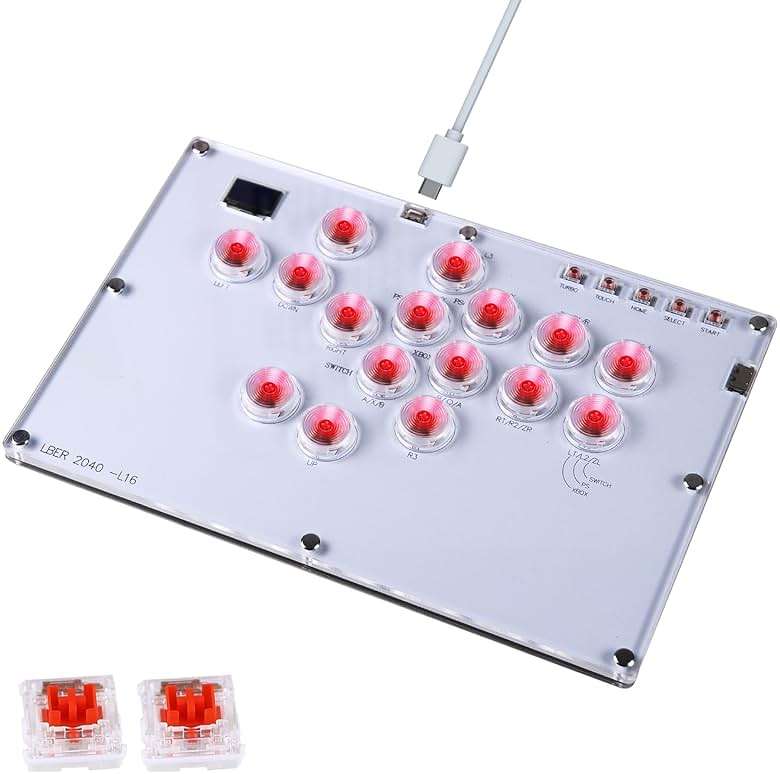 Arcade Stick All-Button Controller L16, Leverless Controller Street Fight with Turbo & SOCD, Arcade Stick Street Fight for PC/PS3/PS4/Steam/Switch Game Keyboard-Supports Hot Swap & Custom RGB(White) - Image 1