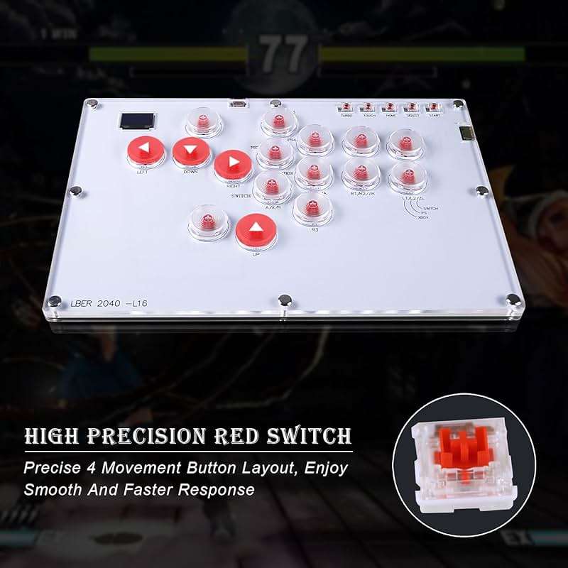 Arcade Stick All-Button Controller L16, Leverless Controller Street Fight with Turbo & SOCD, Arcade Stick Street Fight for PC/PS3/PS4/Steam/Switch Game Keyboard-Supports Hot Swap & Custom RGB(White) - Image 3