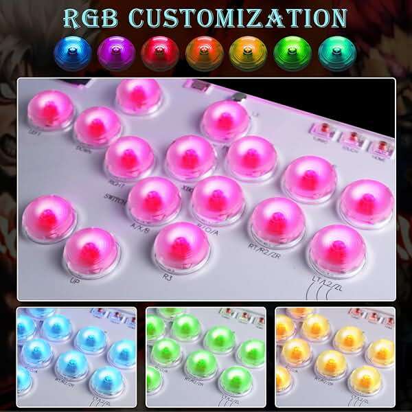 Arcade Stick All-Button Controller L16, Leverless Controller Street Fight with Turbo & SOCD, Arcade Stick Street Fight for PC/PS3/PS4/Steam/Switch Game Keyboard-Supports Hot Swap & Custom RGB(White) - Image 5