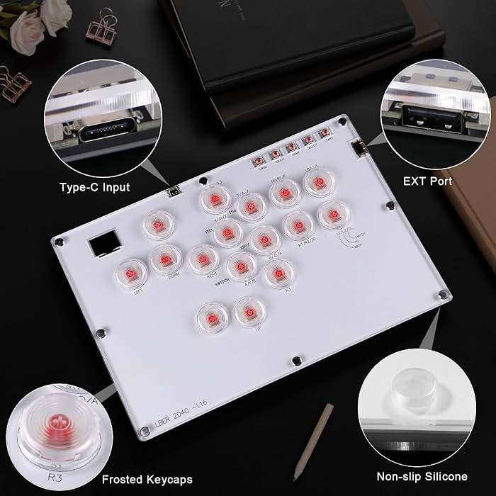 Arcade Stick All-Button Controller L16, Leverless Controller Street Fight with Turbo & SOCD, Arcade Stick Street Fight for PC/PS3/PS4/Steam/Switch Game Keyboard-Supports Hot Swap & Custom RGB(White) - Image 6