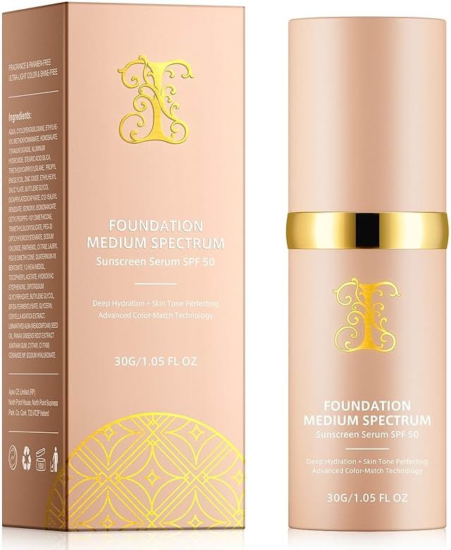 Color Changing Foundation Concealer Cover Cream Liquid Base Flawless Full Coverage Natural Foundation Makeup Moisturizing Fluid for All Skin SPF15 (#2, 30ml) - Product Image