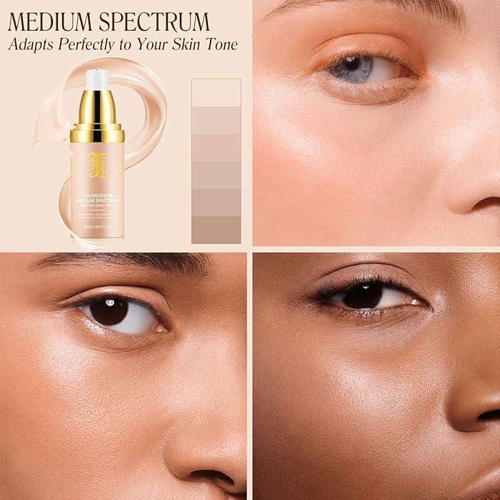 Color Changing Foundation Concealer Cover Cream Liquid Base Flawless Full Coverage Natural Foundation Makeup Moisturizing Fluid for All Skin SPF15 (#2, 30ml) - Image 4