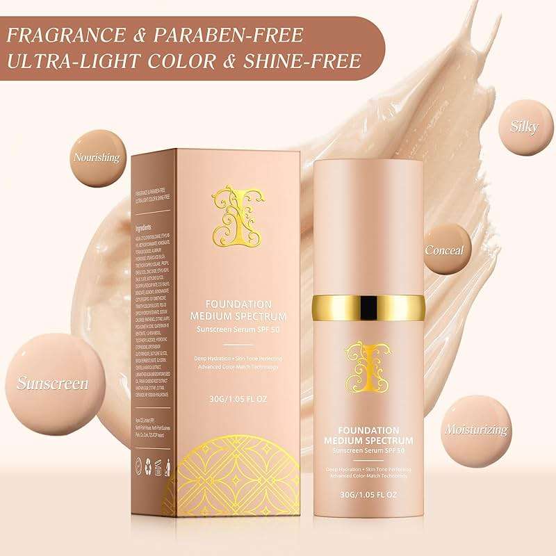 Color Changing Foundation Concealer Cover Cream Liquid Base Flawless Full Coverage Natural Foundation Makeup Moisturizing Fluid for All Skin SPF15 (#2, 30ml) - Image 8
