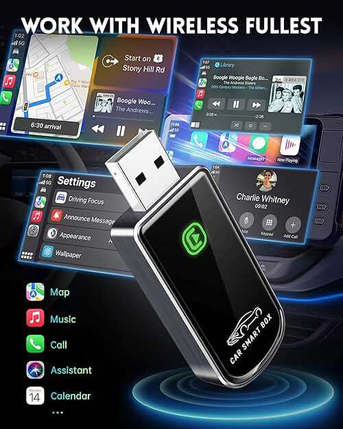 Amzfeel Wireless CarPlay Adapter for Apple iPhone iOS 10+ & Cars from 2015+, Mini Edition, Convert Factory Wired to Wireless CarPlay Dongle Plug & Play GPS Digital Media Receiver (Brushed Cobalt Blue) - Image 6