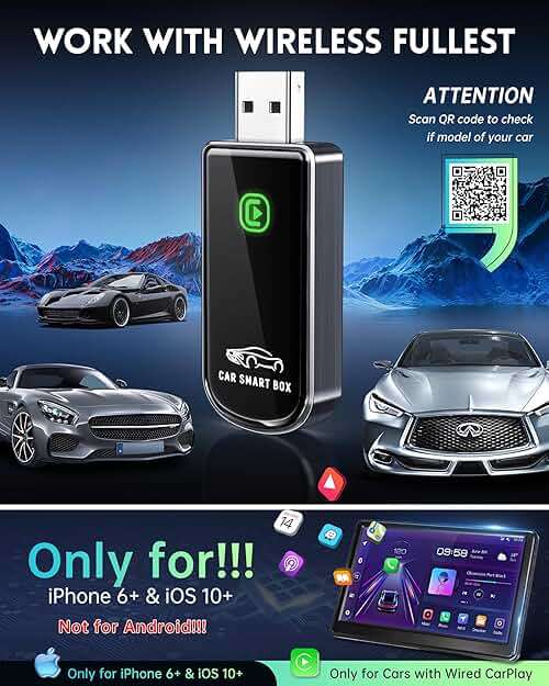 Amzfeel Wireless CarPlay Adapter for Apple iPhone iOS 10+ & Cars from 2015+, Mini Edition, Convert Factory Wired to Wireless CarPlay Dongle Plug & Play GPS Digital Media Receiver (Brushed Cobalt Blue) - Image 8