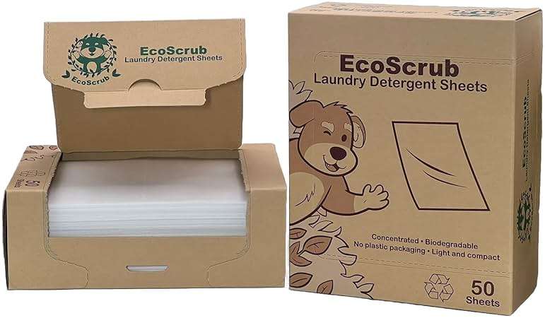 EcoScrub Laundry Detergent Sheets, 100 loads (50 sheets) - Eco friendly, liquid free, certified biodegradable, ultra premium concentrated detergent sheets - travel friendly - Image 2