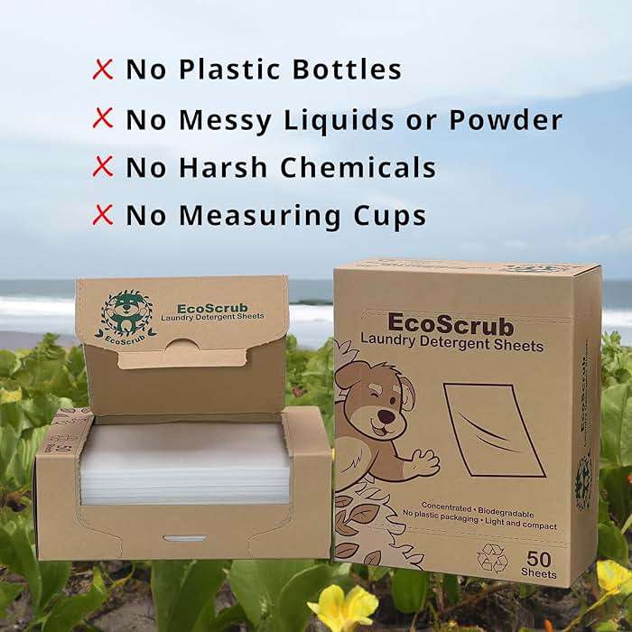 EcoScrub Laundry Detergent Sheets, 100 loads (50 sheets) - Eco friendly, liquid free, certified biodegradable, ultra premium concentrated detergent sheets - travel friendly - Image 7