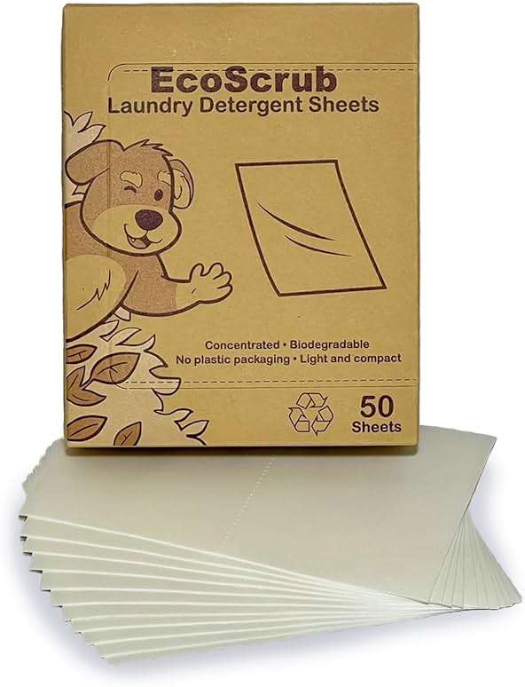 EcoScrub Laundry Detergent Sheets, 100 loads (50 sheets) - Eco friendly, liquid free, certified biodegradable, ultra premium concentrated detergent sheets - travel friendly - Image 8