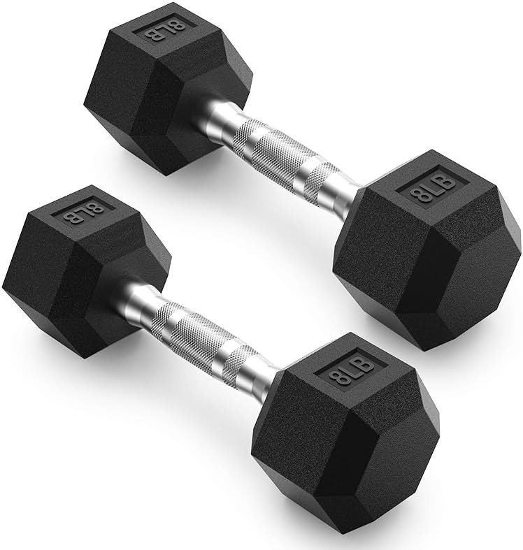PAPABABE HEX Dumbbell Set 2.5-125lb, Rubber Encased Home Gym Dumbbells, Exercise & Fitness Weights Dumbbells for Women & Men, Hand Weight for Strength Training - Product Image