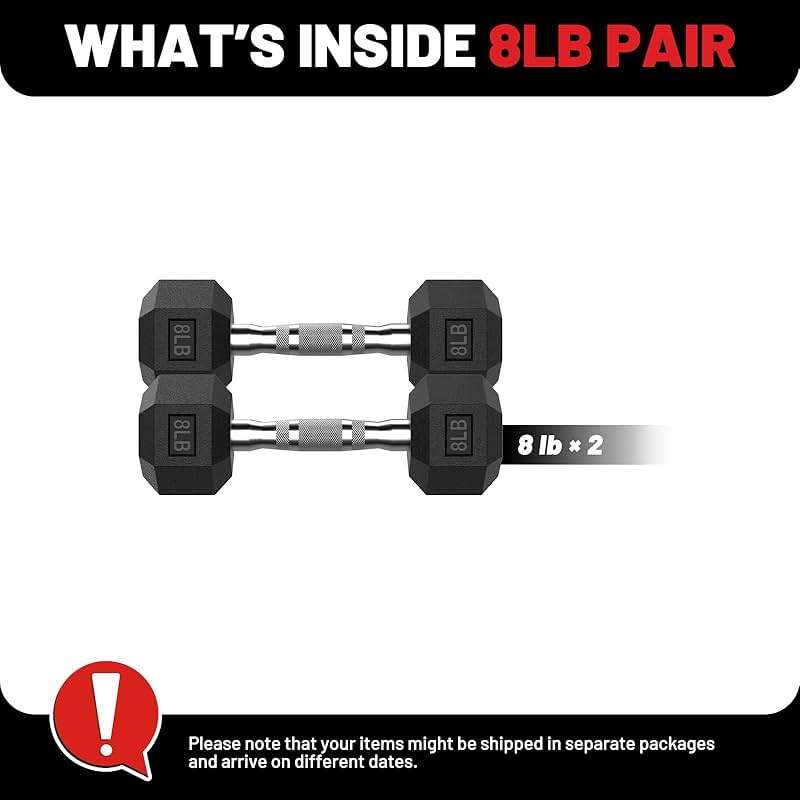 PAPABABE HEX Dumbbell Set 2.5-125lb, Rubber Encased Home Gym Dumbbells, Exercise & Fitness Weights Dumbbells for Women & Men, Hand Weight for Strength Training - Image 2