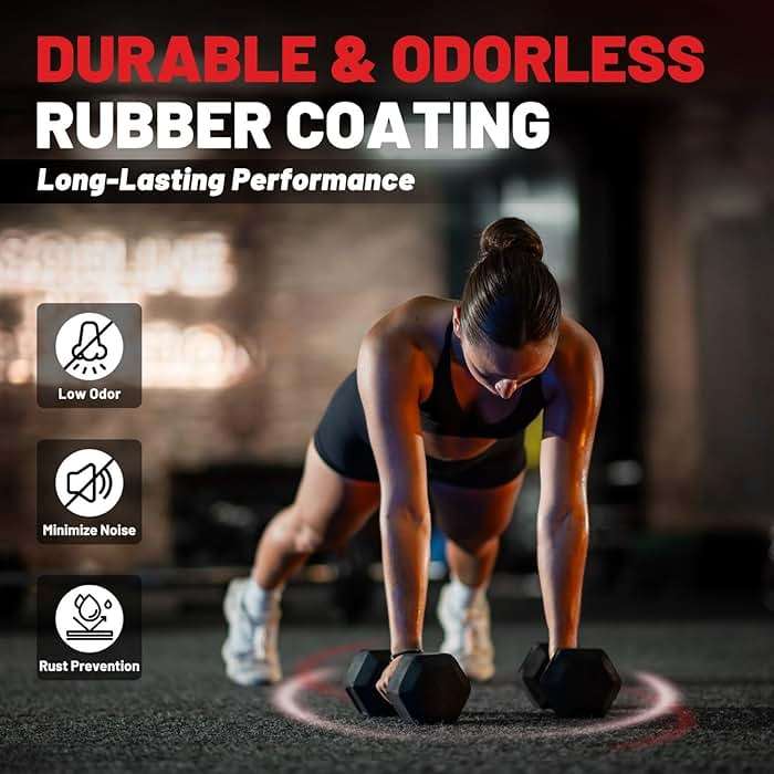 PAPABABE HEX Dumbbell Set 2.5-125lb, Rubber Encased Home Gym Dumbbells, Exercise & Fitness Weights Dumbbells for Women & Men, Hand Weight for Strength Training - Image 6