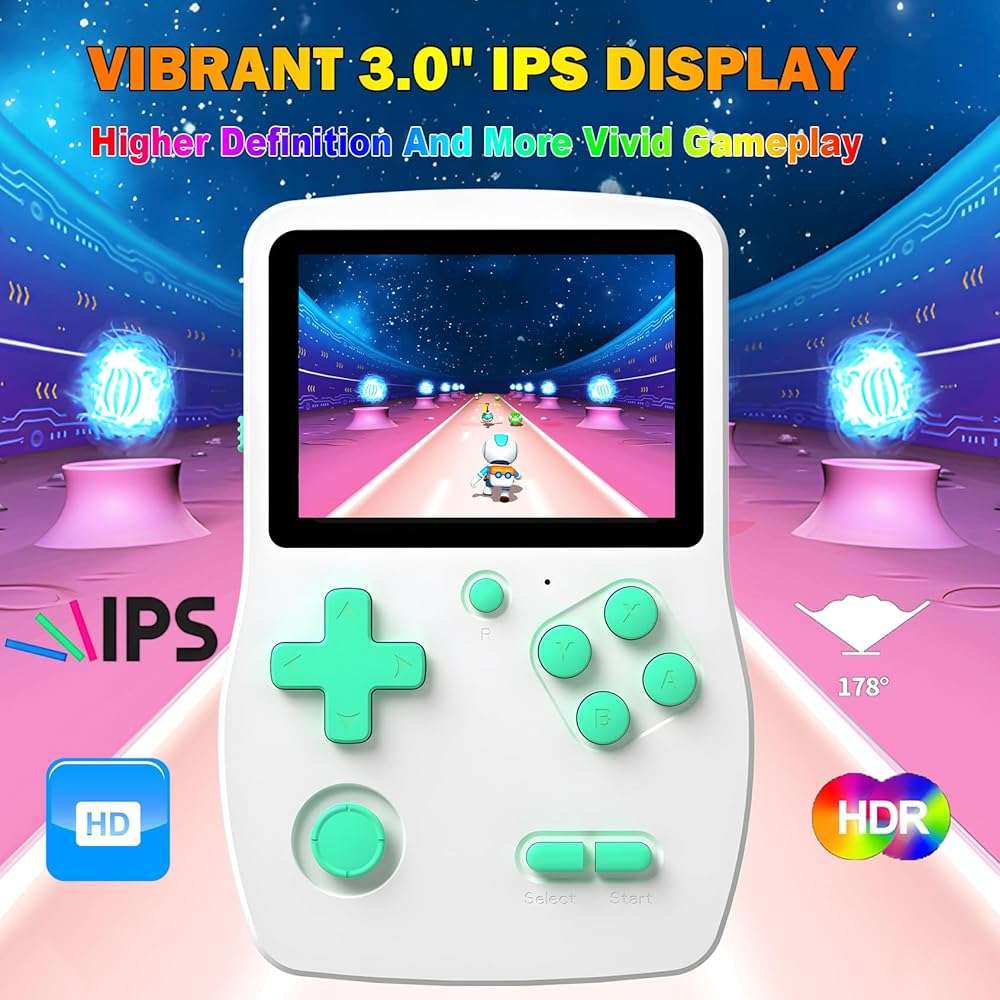 32 Bit Handheld Games for Kids Preloaded 139 Video Games, Portable Video Gaming Player with 3.0" IPS Screen and Rechargeable Battery, Mini Travel Games Electronic Gifts Toys for Boys Girls, White - Image 3