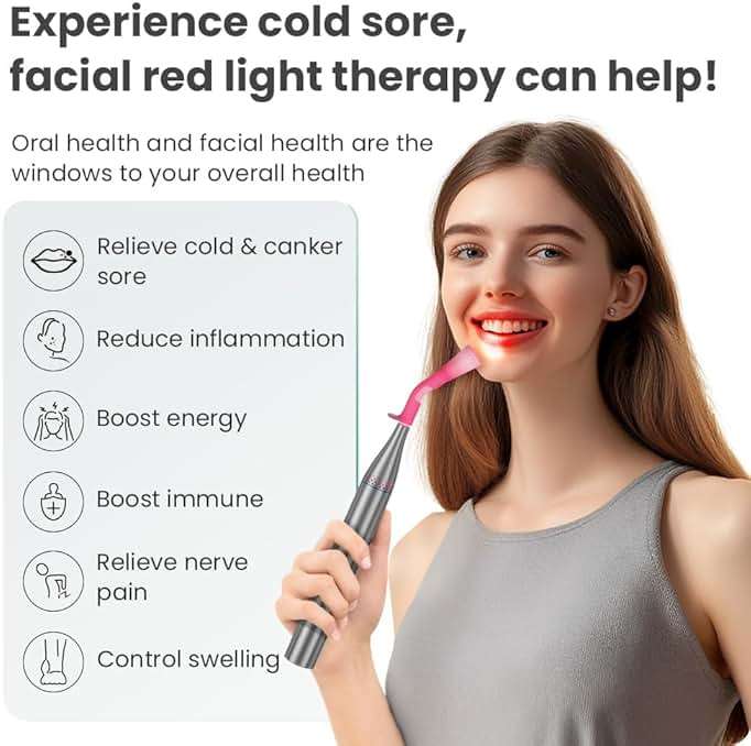 Red Light Therapy for Face, Cold Sore Device Red Light Therapy Wand, FSA-HSA Rechargeable Elite Grade Infrared Light Therapy, Red Light Therapy Cold Sore Device, Ideal for Lips, Skin, Face. - Image 4