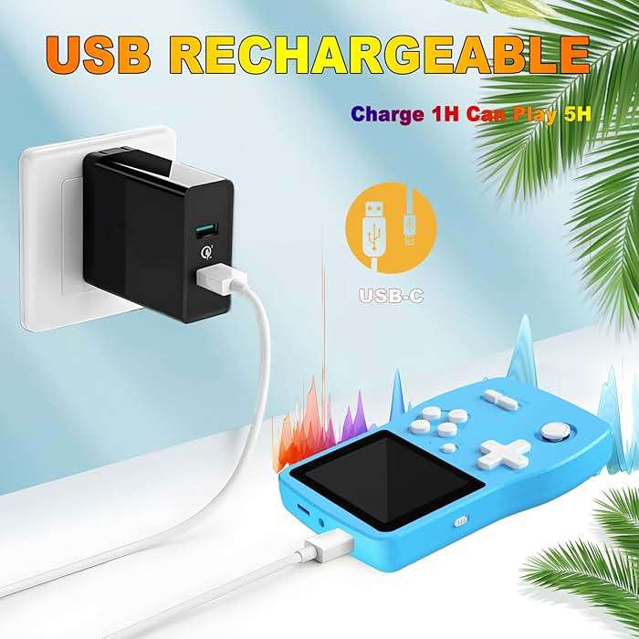 32 Bit Handheld Games for Kids Preloaded 139 Video Games, Portable Video Gaming Player with 3.0" IPS Screen and Rechargeable Battery, Mini Travel Games Electronic Gifts Toys for Boys Girls, Blue - Image 4