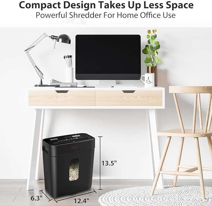 VidaTeco 8-Sheet Cross Cut Paper Shredder for Home Office, 3.04-Gallon Bin | P-4 High Security, Anti-Jam & Overheat Protection, Heavy Duty Shreds Credit Card, CD, Staple & Paper Clips - ETL - Image 7