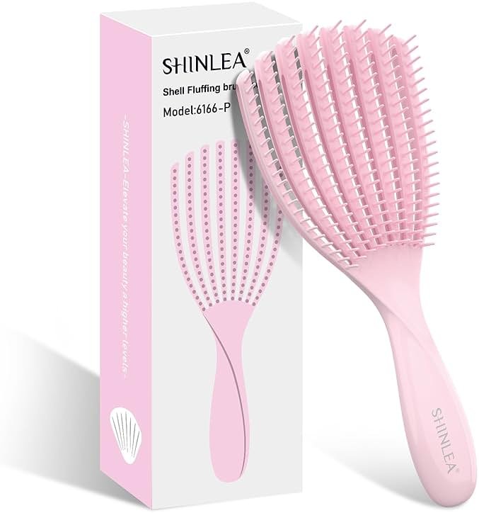 SHINLEA Detangler Brush for Curly Hair, Hairbrush for Wet Dry Thick Thin, Easily Comb Through Curl Hair and Reduces Breakage, Curly Brush for Women Men Kid (Pink) - Product Image