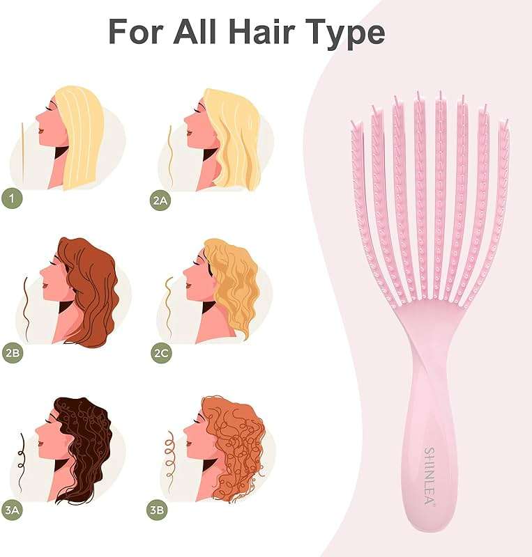 SHINLEA Detangler Brush for Curly Hair, Hairbrush for Wet Dry Thick Thin, Easily Comb Through Curl Hair and Reduces Breakage, Curly Brush for Women Men Kid (Pink) - Image 2
