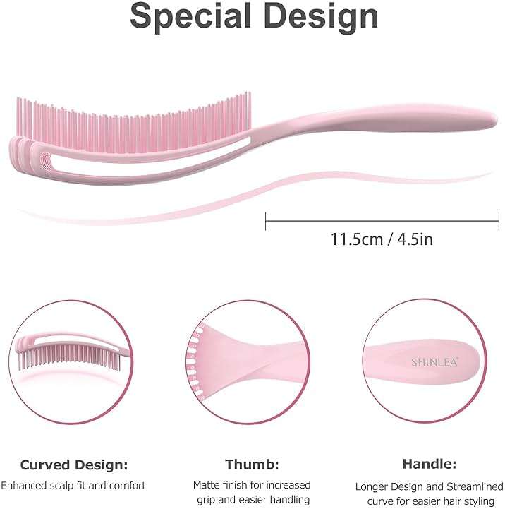 SHINLEA Detangler Brush for Curly Hair, Hairbrush for Wet Dry Thick Thin, Easily Comb Through Curl Hair and Reduces Breakage, Curly Brush for Women Men Kid (Pink) - Image 4