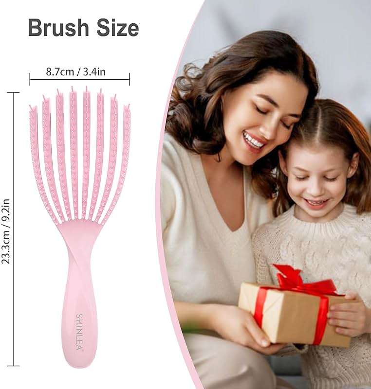 SHINLEA Detangler Brush for Curly Hair, Hairbrush for Wet Dry Thick Thin, Easily Comb Through Curl Hair and Reduces Breakage, Curly Brush for Women Men Kid (Pink) - Image 7
