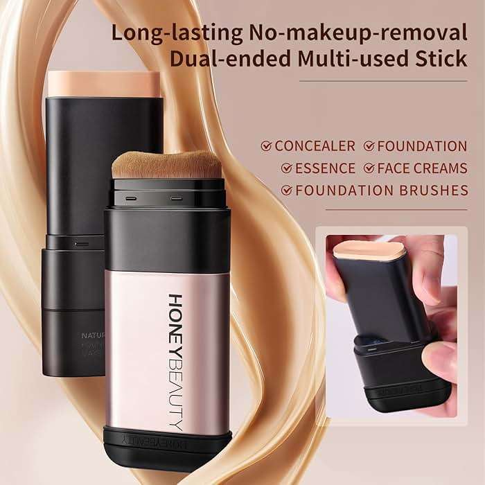 zeesea Multi-Use Makeup Stick - Essence, Concealer, Face Creams, Long-lasting Smooth Skin Coverage, Brighten Skin Color, 0.45oz (12.8g) with Foundation Brushes - Image 2