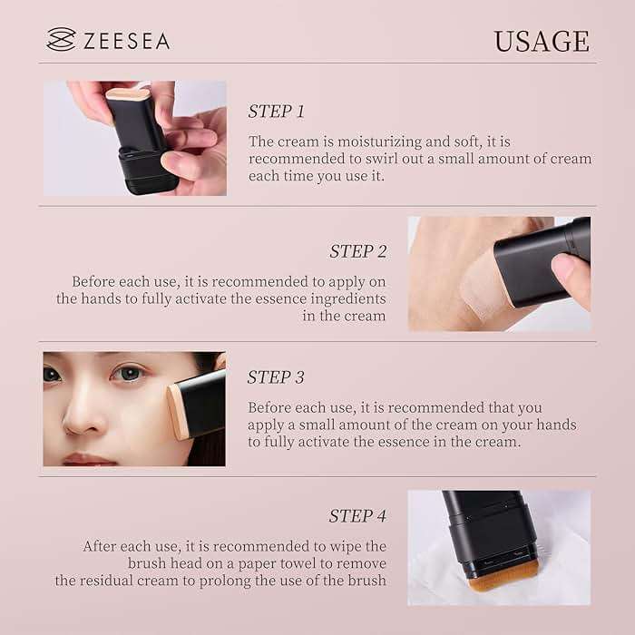 zeesea Multi-Use Makeup Stick - Essence, Concealer, Face Creams, Long-lasting Smooth Skin Coverage, Brighten Skin Color, 0.45oz (12.8g) with Foundation Brushes - Image 4