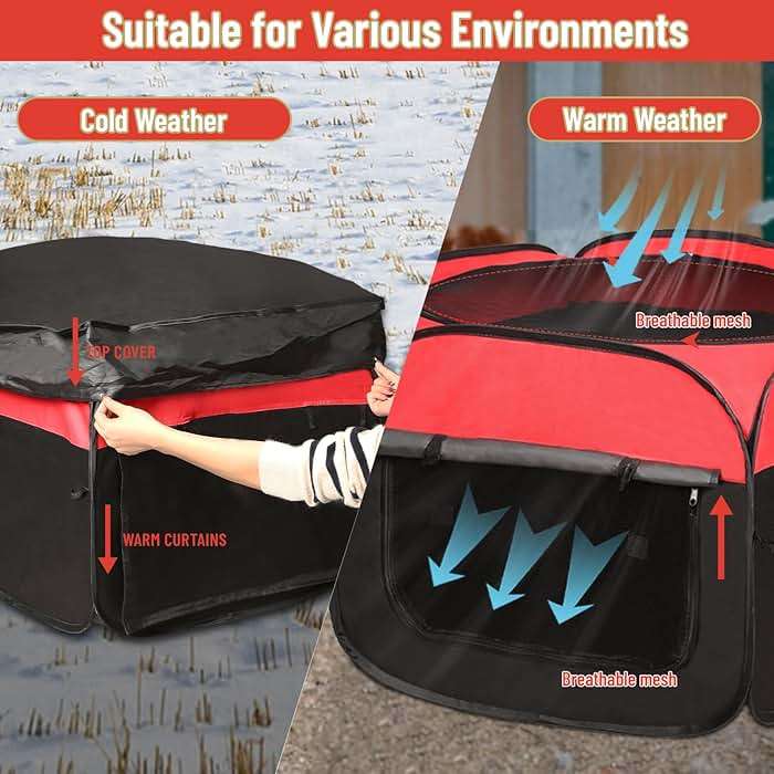 Chicken Brooder Box for Chick Starter Kit - 2025 Upgrade Double Door Chicks Brooder Pen/Chickens Playpen/Chick Tent Baby Chickens Supplies Up to 15 Baby Chicks,Duck,Quail - Image 2