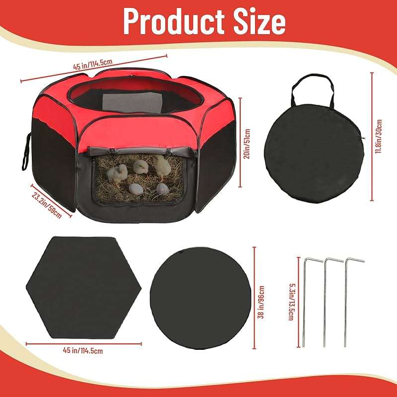 Chicken Brooder Box for Chick Starter Kit - 2025 Upgrade Double Door Chicks Brooder Pen/Chickens Playpen/Chick Tent Baby Chickens Supplies Up to 15 Baby Chicks,Duck,Quail - Image 5