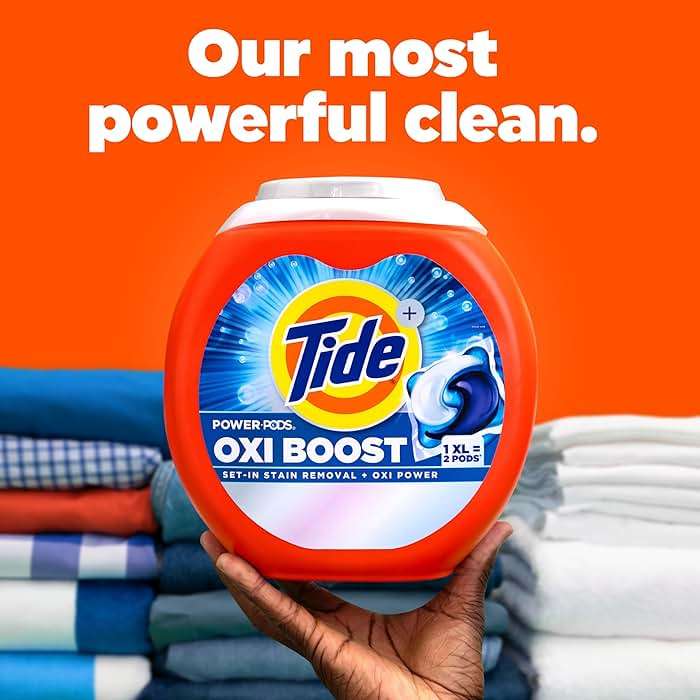 Tide Oxi Boost Power PODS Laundry Detergent Pacs, 63 Count, Set-In Stain Removal + Oxi Power, laundry soap detergent pacs - Image 2