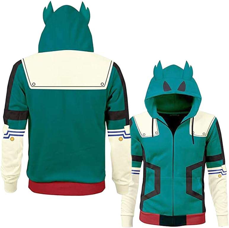 BIUTEY Anime Mha Hoodie and Sweatpants Midoriya Izuku Cosplay Hooded Pullover Sweatsuit Jogger Men's Tracksuits 2 Piece Set - Image 2